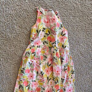 UK George Brand Cottage Garden Floral Print Linen Look Midi Dress